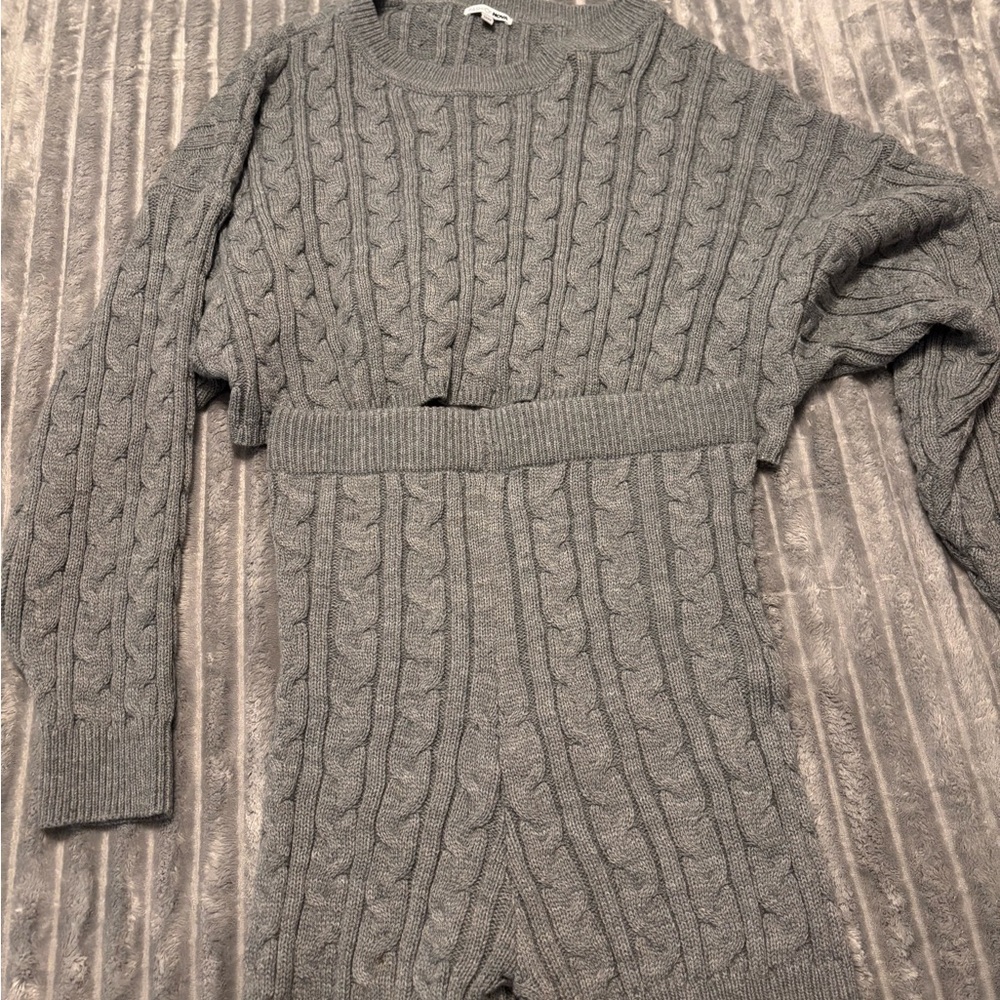 Fashion Nova Gray Cable Knit Jumpsuit